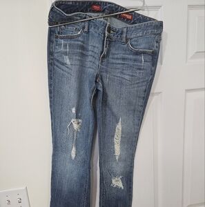 Womens Express Blue Distressed Jeans 8 Long